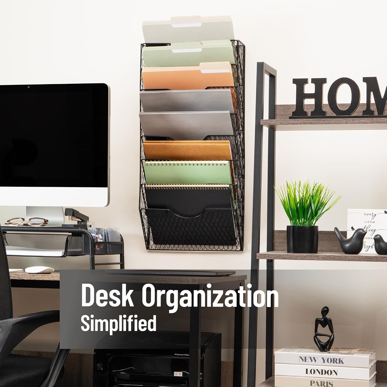 image:imageMind Reader Wall Mounted File Organizer Black 8 TierBlack Wire
