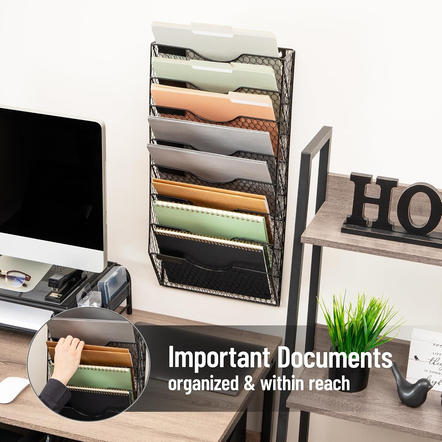 image:imageMind Reader Wall Mounted File Organizer Black 8 TierBlack Wire