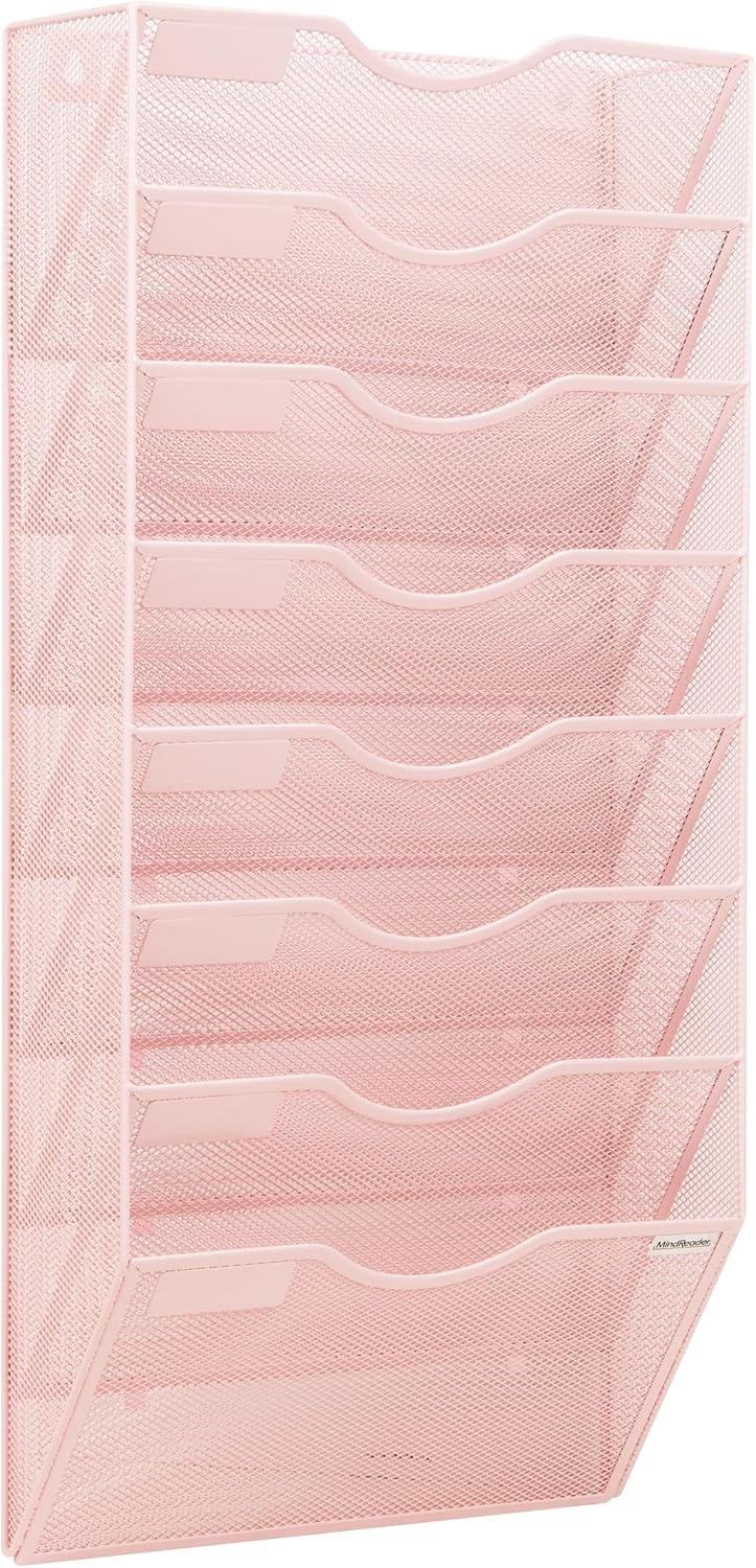 image:imageMind Reader Wall Mounted File Organizer Black 8 TierPink