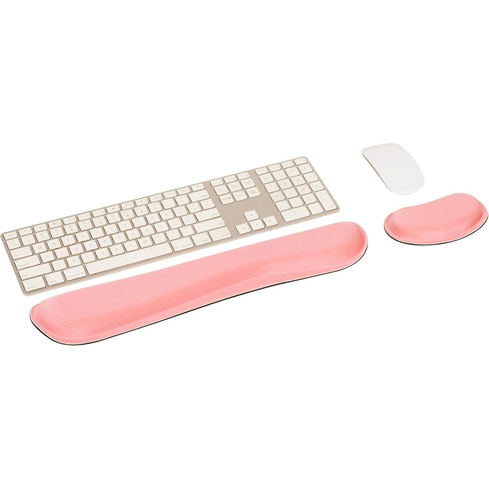 image:imageMind Reader Ergonomic Wrist Rest Set Keyboard and Mouse Support with Memory Foam NonSlip Base Office and Gaming PinkSingle Pink