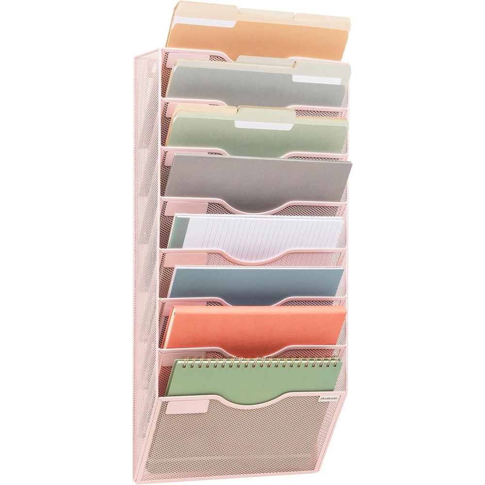 image:imageMind Reader Wall Mounted File Organizer Black 8 TierPink