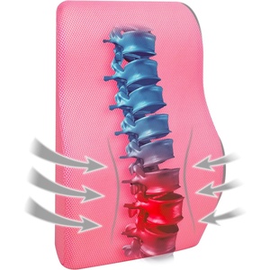 Mind Reader Air-Cloud Lumbar Cushion, Memory Foam Back Support Pillow for Lower Back Pain Relief, Adjustable Strap, Office Chair and Car Seat, Pink(Pink)