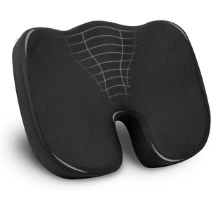 Mind Reader Memory Foam Seat Cushion with Air-Cloud Technology, Tailbone Cutout for Sciatica & Coccyx Relief, Non-Slip, Office Chair Cushion, Pink(Black)