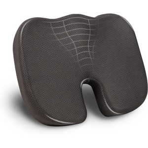 Mind Reader Memory Foam Seat Cushion with Air-Cloud Technology, Tailbone Cutout for Sciatica & Coccyx Relief, Non-Slip, Office Chair Cushion, Pink(Gray)