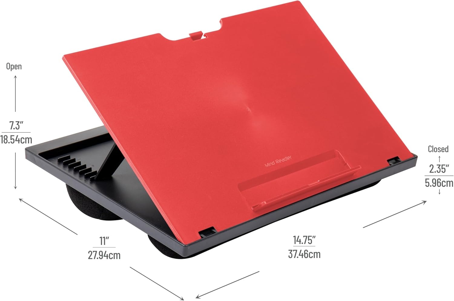 image:imageMind Reader Lap Desk Laptop Stand Bed Tray Collapsible Cushion Portable Dorm Plastic 1475 L x 11 W x 73 H Red