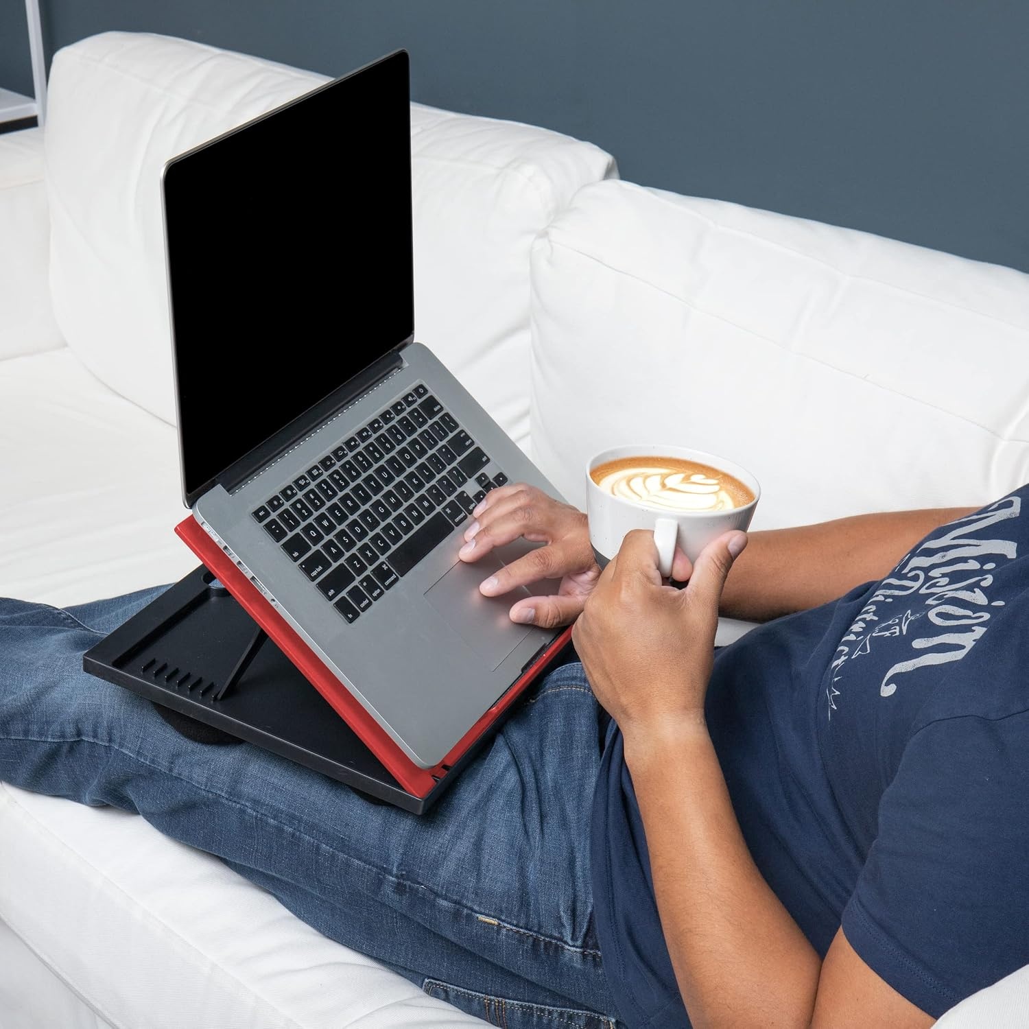 image:imageMind Reader Lap Desk Laptop Stand Bed Tray Collapsible Cushion Portable Dorm Plastic 1475 L x 11 W x 73 H Red