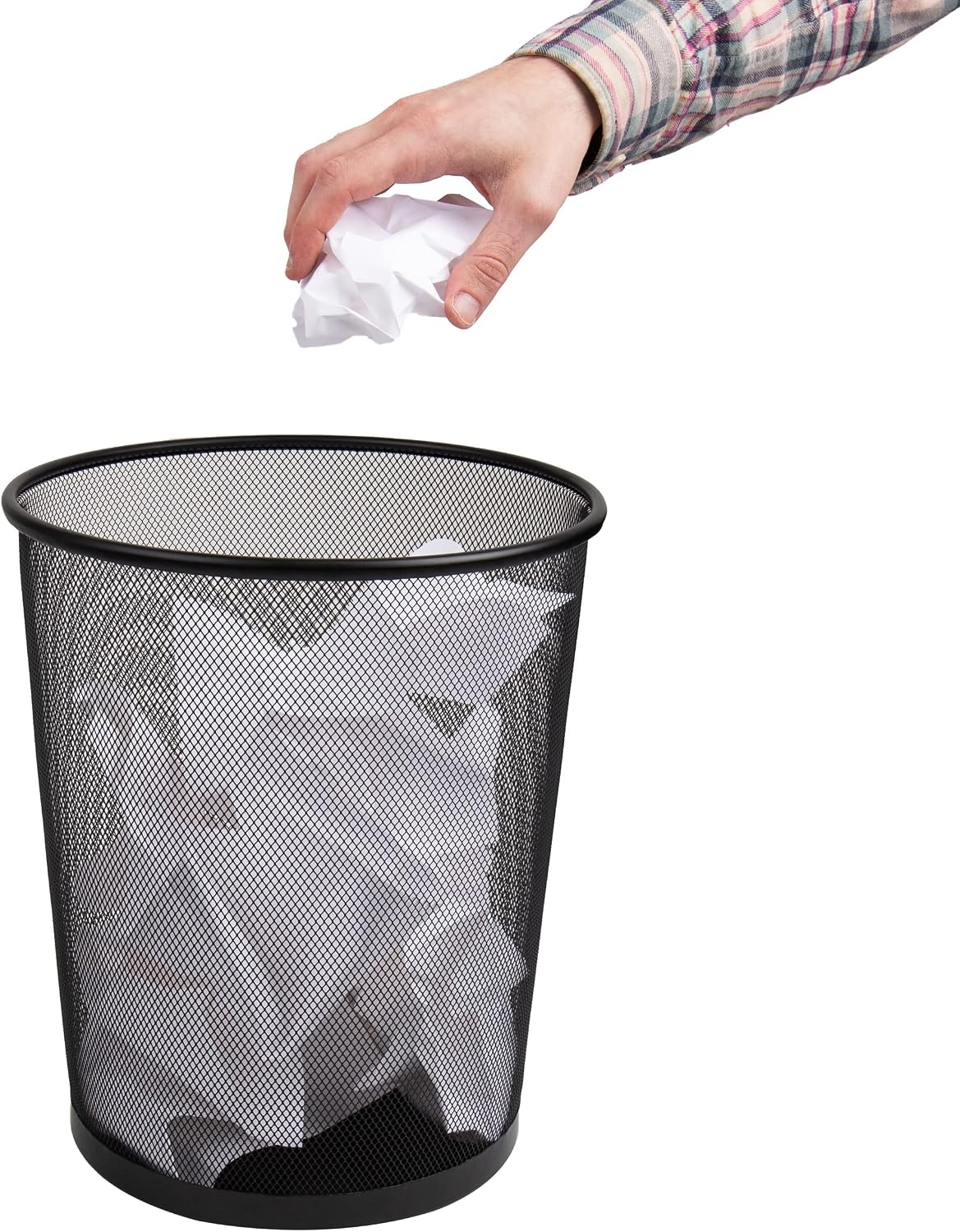image:imageMind Reader Mesh Trash Can 1665L 44 gal Waste Paper Basket Round Office Metal Mesh BlackBlack