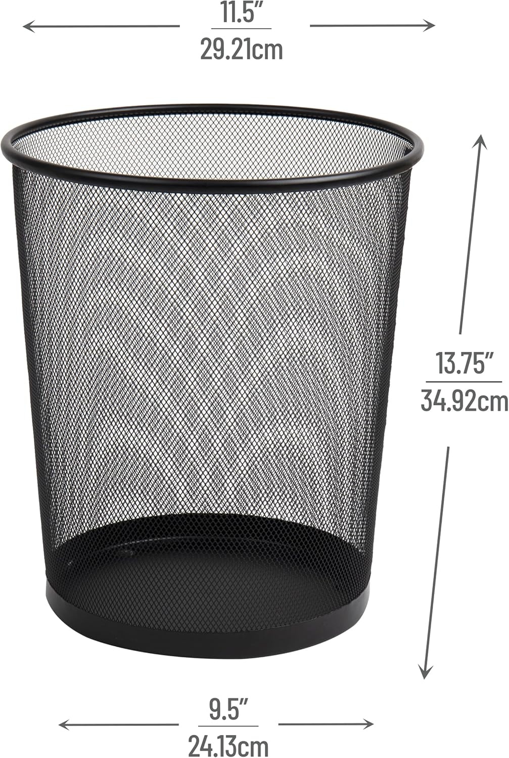 image:imageMind Reader Mesh Trash Can 1665L 44 gal Waste Paper Basket Round Office Metal Mesh BlackBlack
