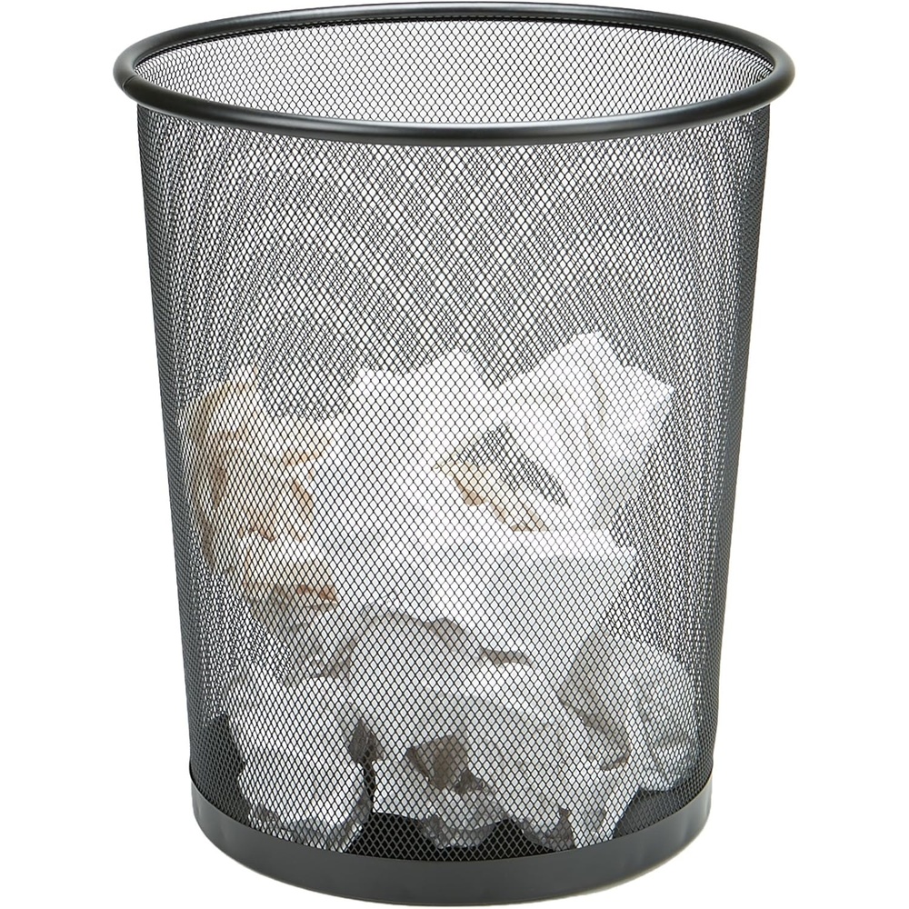 image:imageMind Reader Mesh Trash Can 1665L 44 gal Waste Paper Basket Round Office Metal Mesh BlackBlack