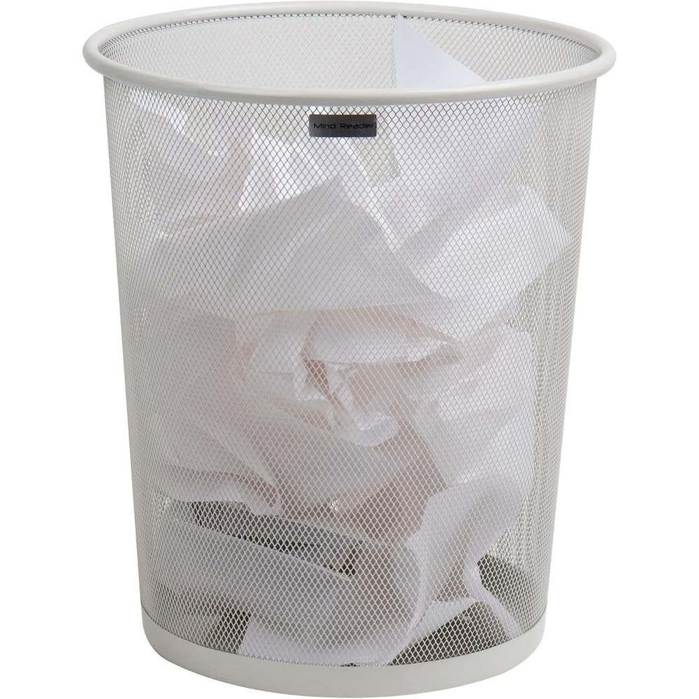 image:imageMind Reader Mesh Trash Can 1665L 44 gal Waste Paper Basket Round Office Metal Mesh BlackWhite