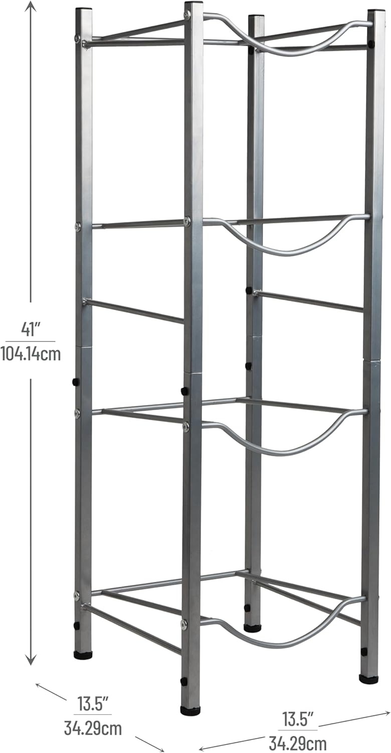 image:imageMind Reader 5 Gallon Water Jug Stand Water Bottle Holder Water Cooler Stand Rack Metal 135L x 135W x 41H Silver4 Tier