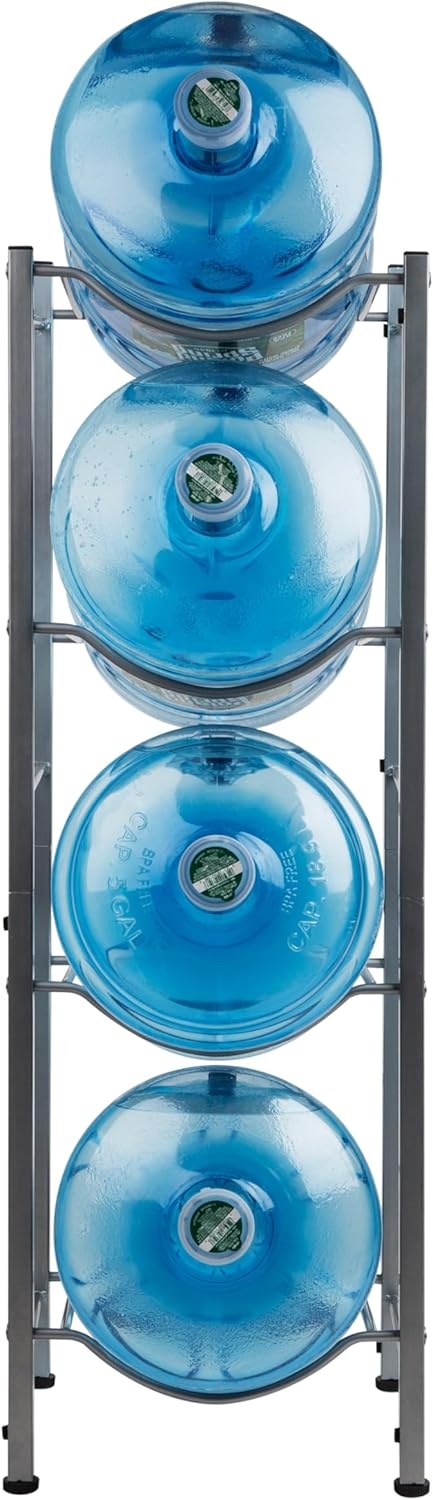 image:imageMind Reader 5 Gallon Water Jug Stand Water Bottle Holder Water Cooler Stand Rack Metal 135L x 135W x 41H Silver4 Tier