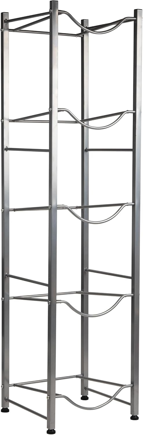 image:imageMind Reader 5 Gallon Water Jug Stand Water Bottle Holder Water Cooler Stand Rack Metal 135L x 135W x 41H Silver5 Tier