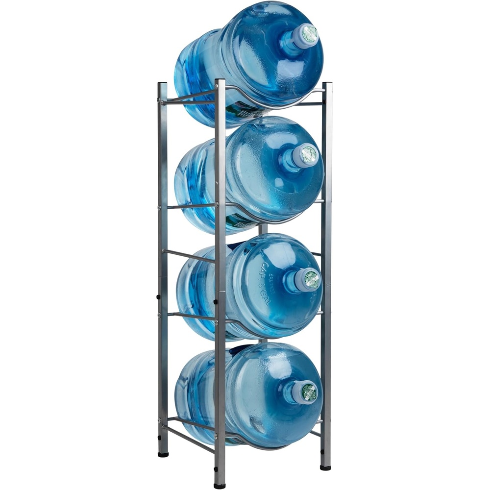image:imageMind Reader 5 Gallon Water Jug Stand Water Bottle Holder Water Cooler Stand Rack Metal 135L x 135W x 41H Silver4 Tier
