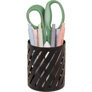 Mind Reader Metal Pen Holder Cup, White | Desk Organizer for Pens, Pencils and Scissors, Office Desktop Storage(Black Pen Cup)