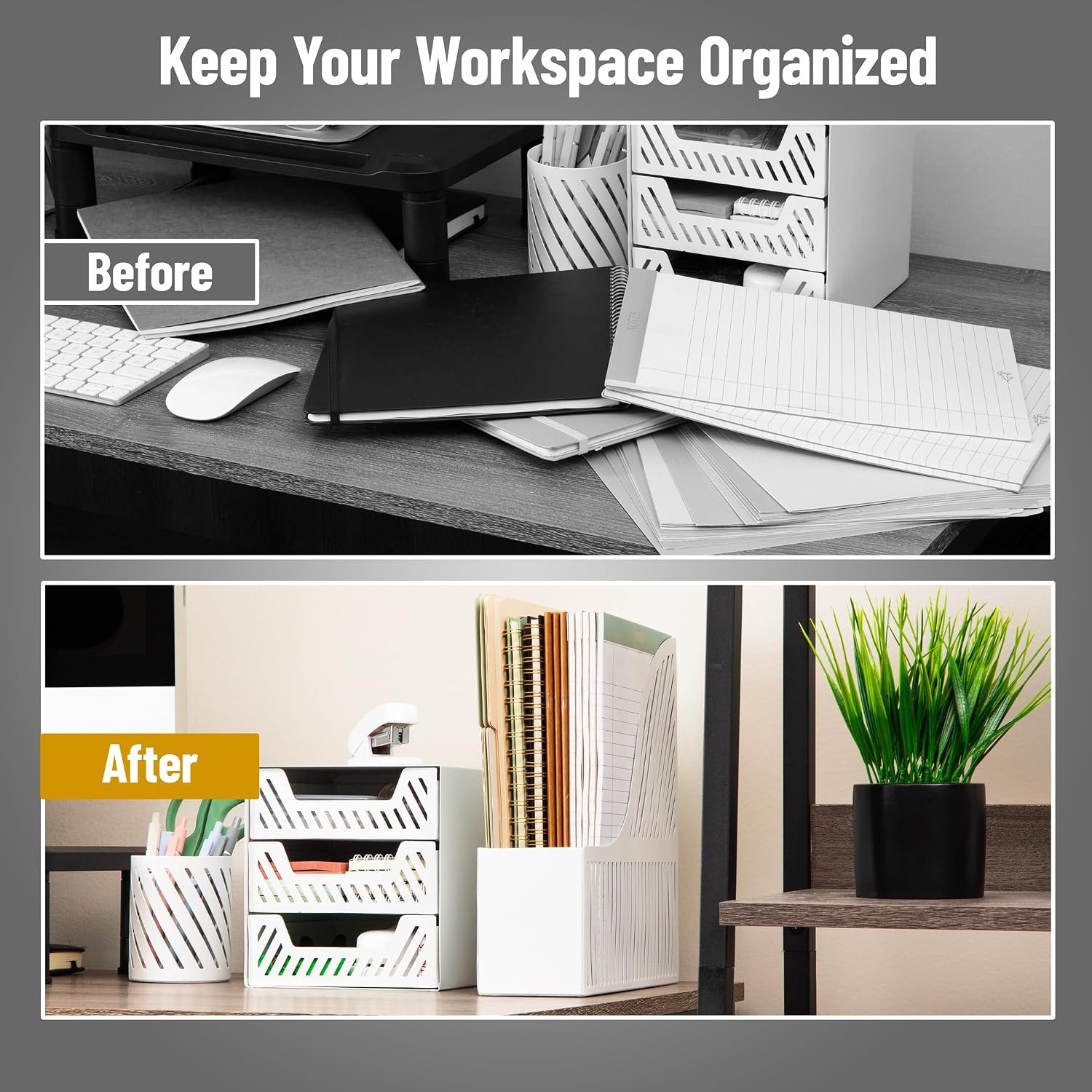 image:imageMind Reader Metal Paper Tray Desk Organizer WhiteWhite File Organizer