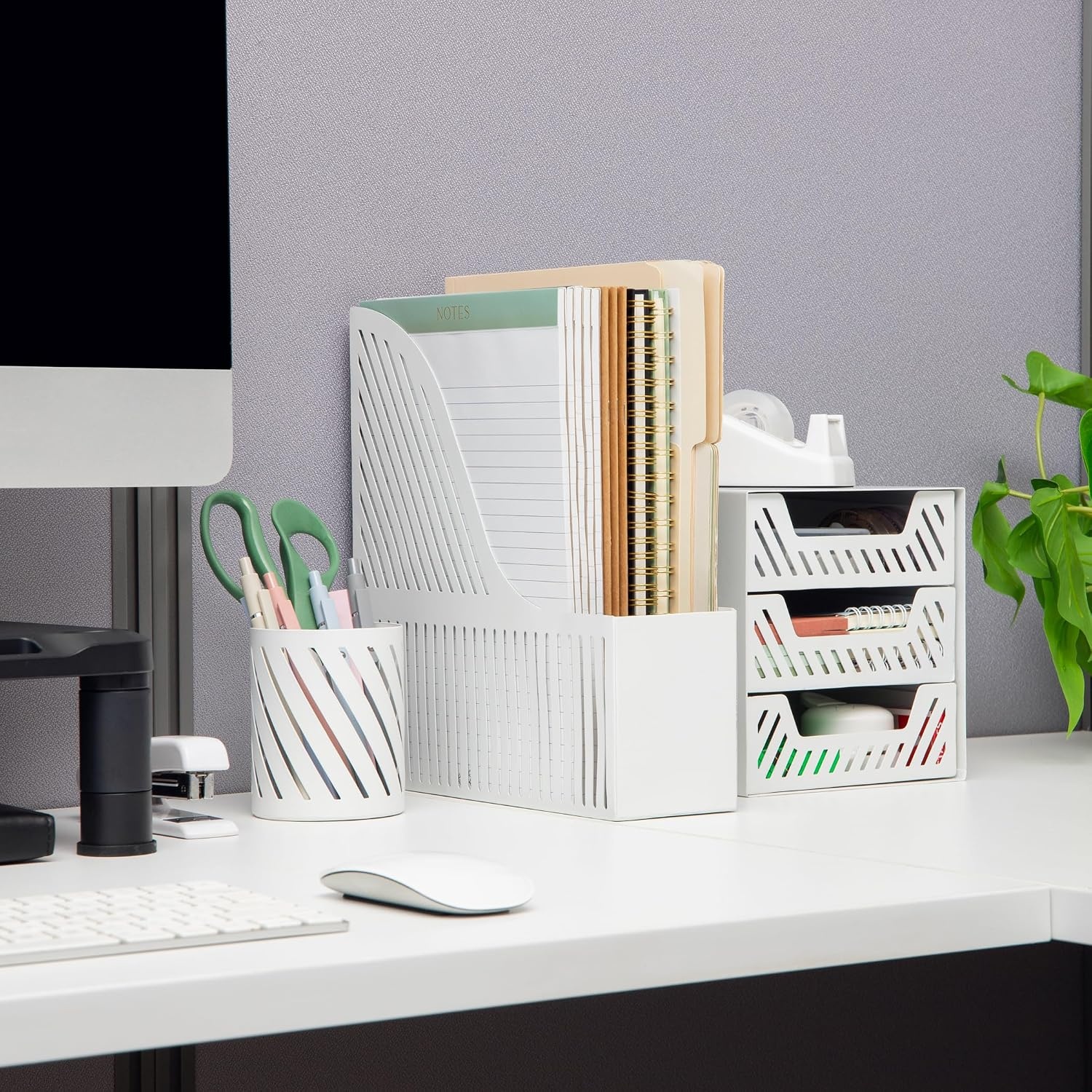 image:imageMind Reader Metal Paper Tray Desk Organizer WhiteWhite File Organizer