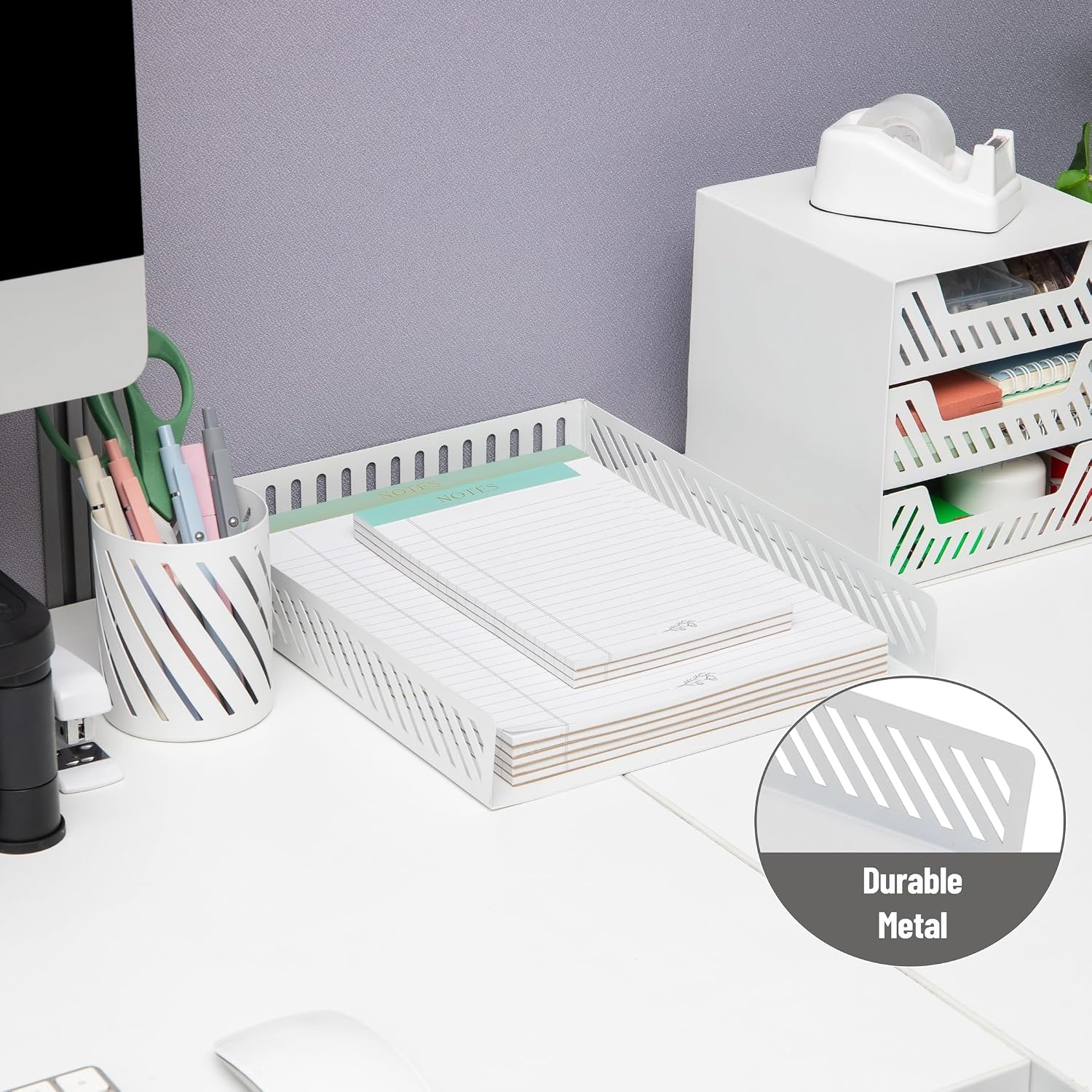 image:imageMind Reader Metal Paper Tray Desk Organizer WhiteWhite Paper Tray