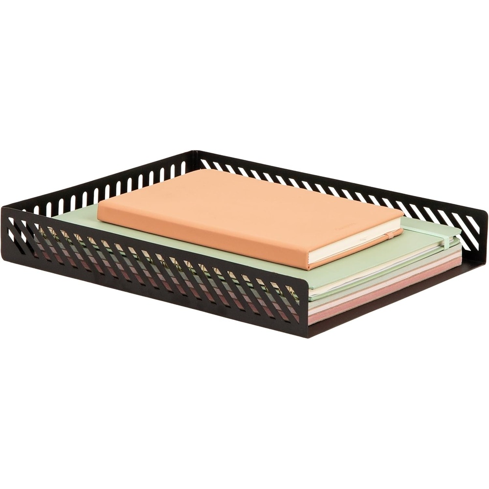 image:imageMind Reader Metal Paper Tray Desk Organizer WhiteBlack Paper Tray
