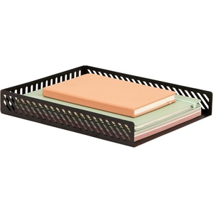 Mind Reader Metal Paper Tray, Desk Organizer, White(Black Paper Tray)
