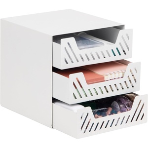 Mind Reader Metal Paper Tray, Desk Organizer, White(White 3 Drawer Organizer)