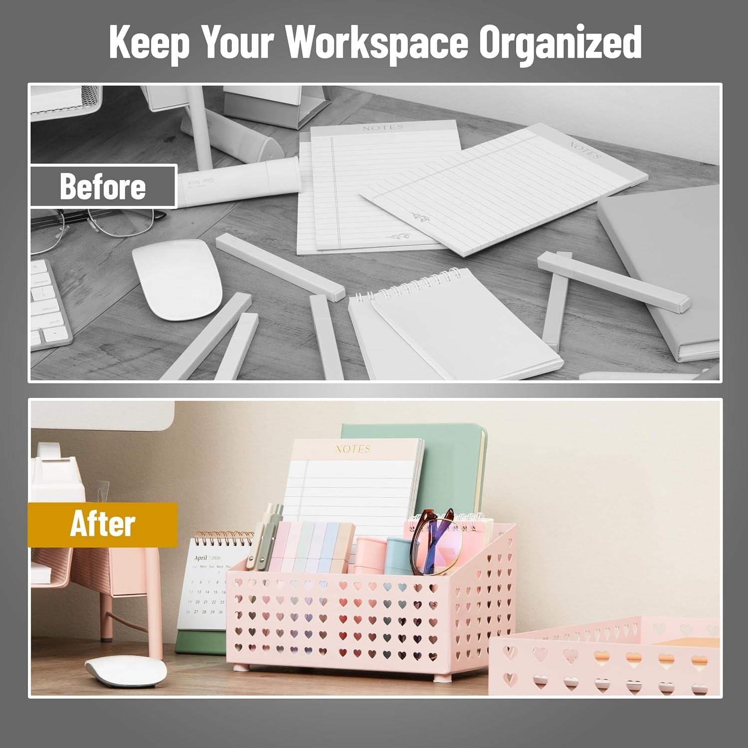 image:imageMind Reader Metal Pen Cup Organizer WhitePink Desktop Organizer