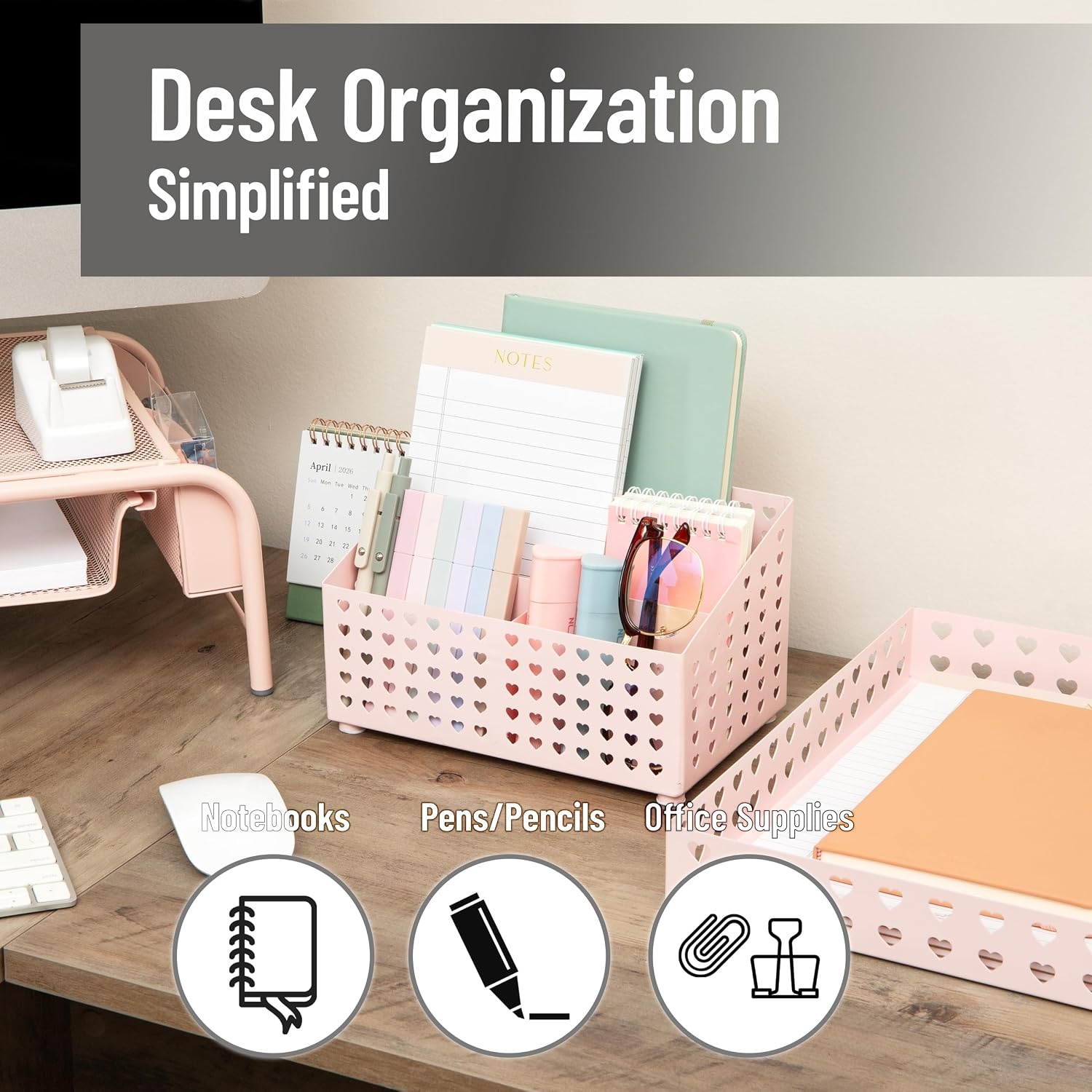 image:imageMind Reader Metal Pen Cup Organizer WhitePink Desktop Organizer