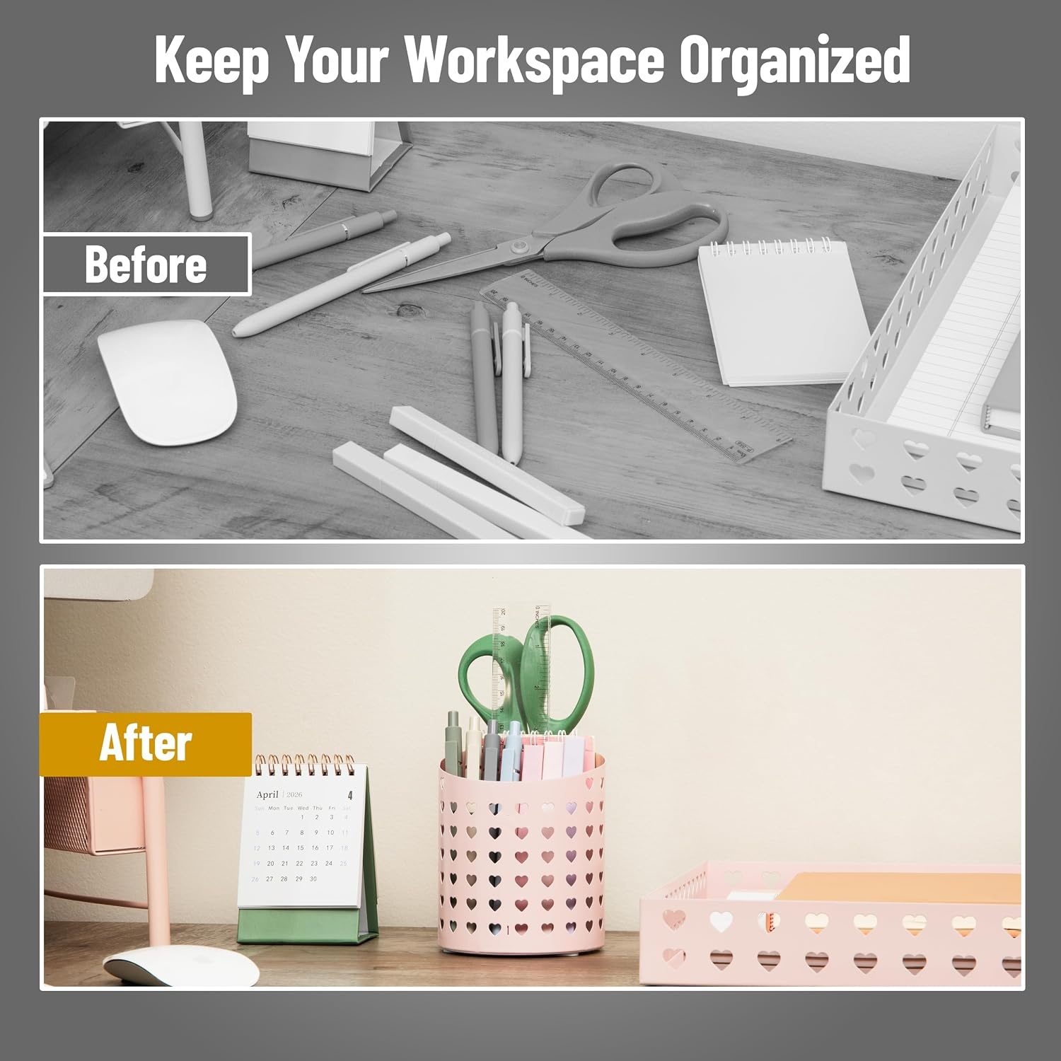 image:imageMind Reader Metal Pen Cup Organizer WhitePink Pen Cup