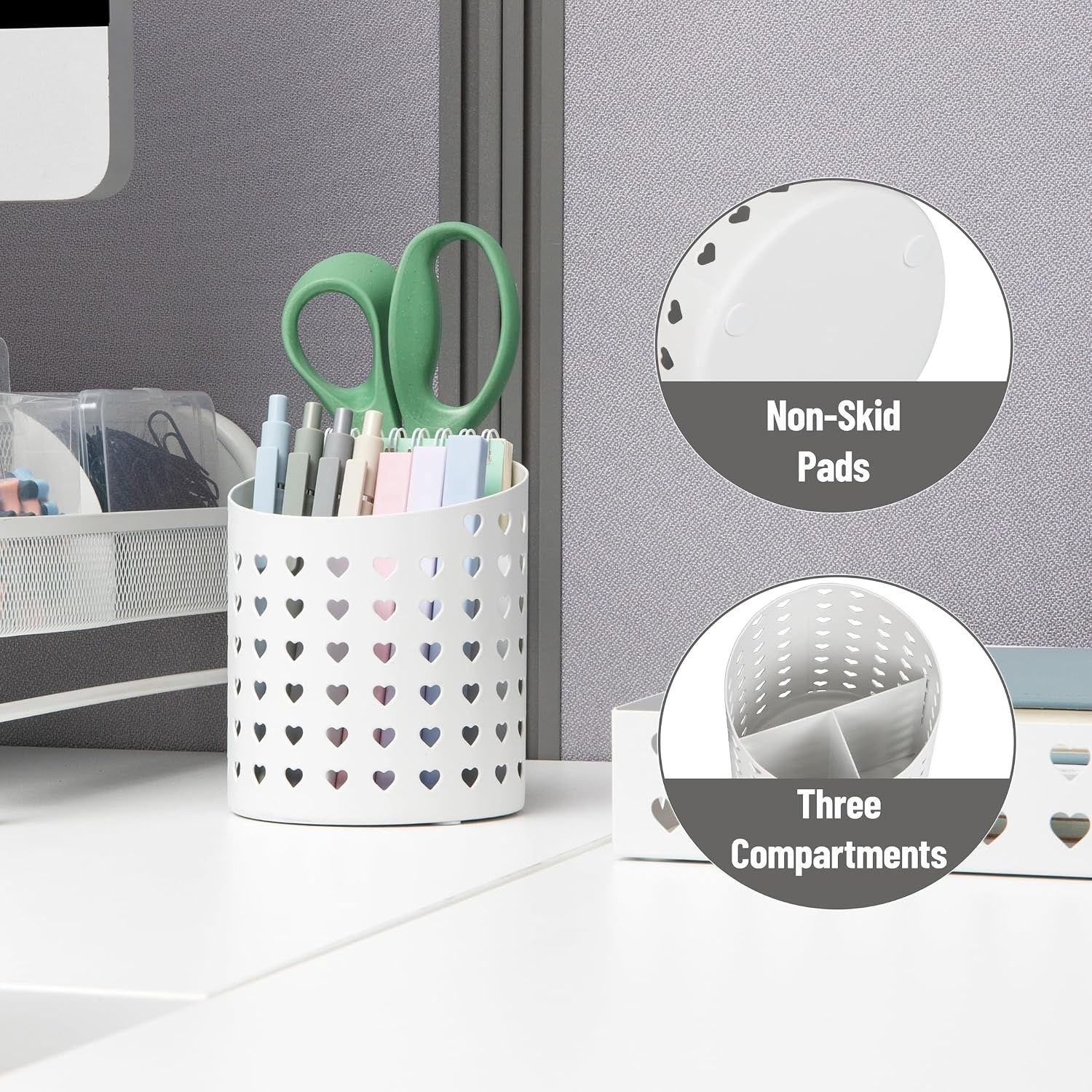 image:imageMind Reader Metal Pen Cup Organizer WhiteWhite Pen Cup