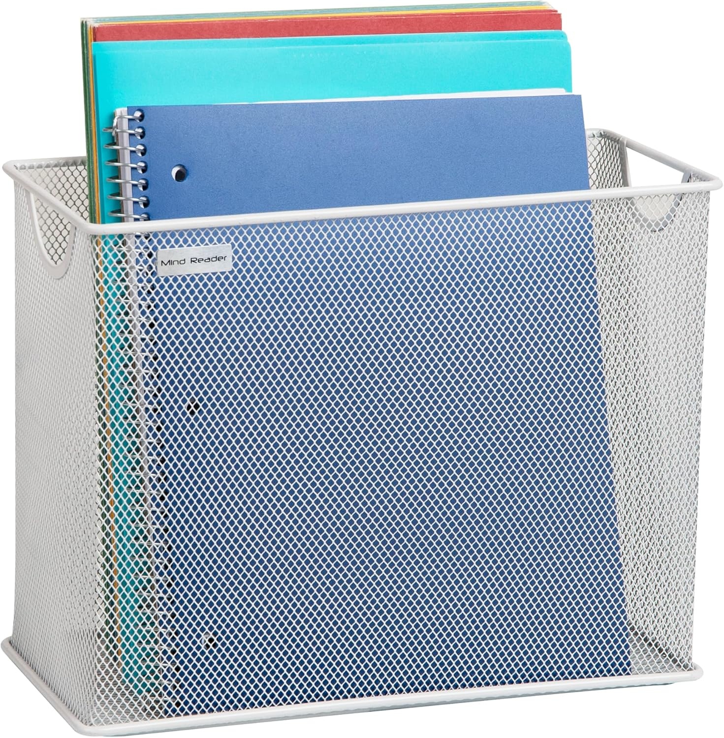 image:imageMind Reader Vertical File Storage Desktop Organizer Hanging Files Office Metal Mesh 1225L x 55W x 10H White