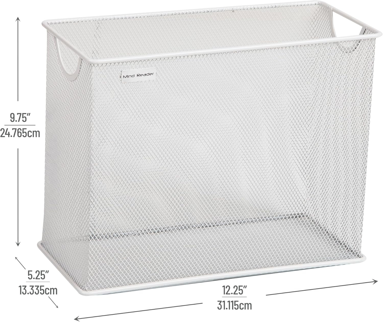 image:imageMind Reader Vertical File Storage Desktop Organizer Hanging Files Office Metal Mesh 1225L x 55W x 10H White
