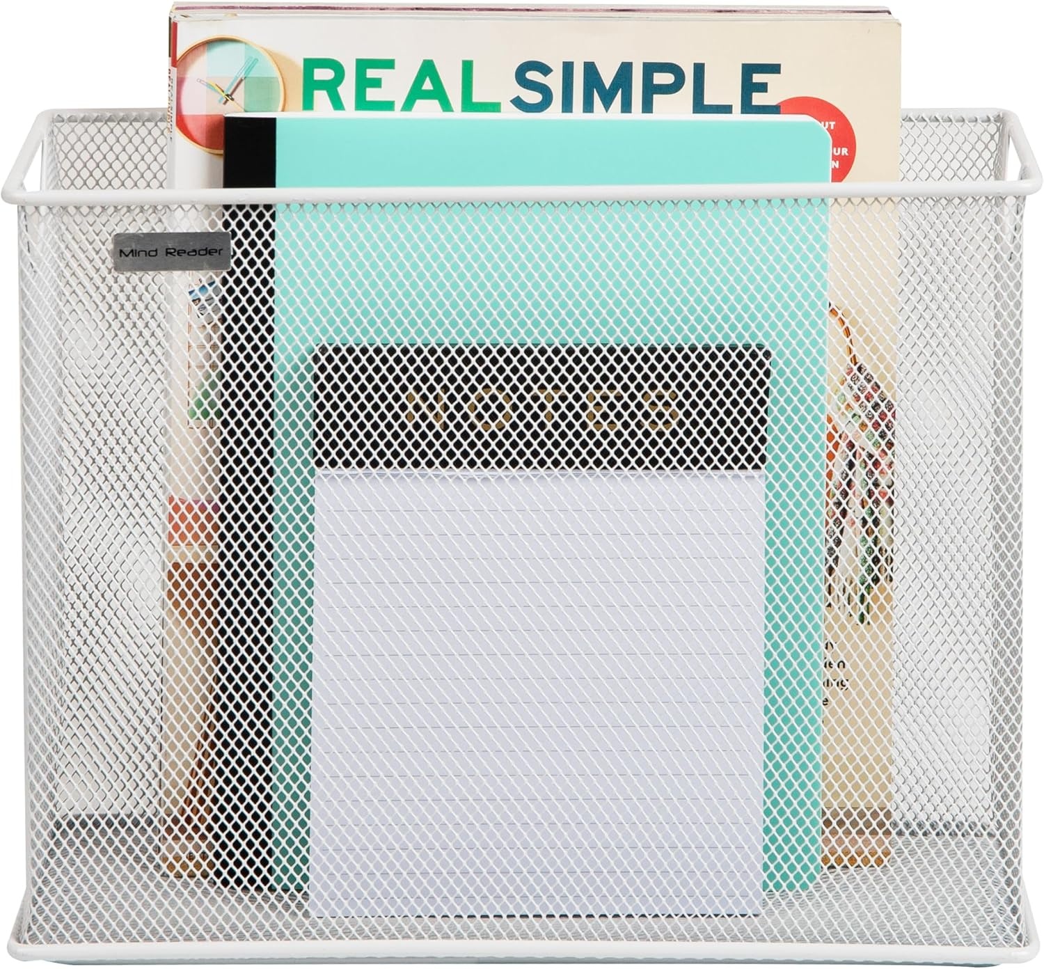 image:imageMind Reader Vertical File Storage Desktop Organizer Hanging Files Office Metal Mesh 1225L x 55W x 10H White