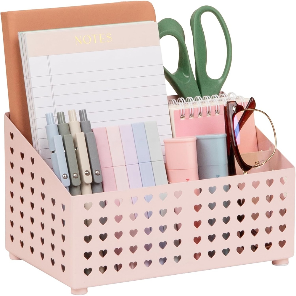 image:imageMind Reader Metal Pen Cup Organizer WhitePink Desktop Organizer