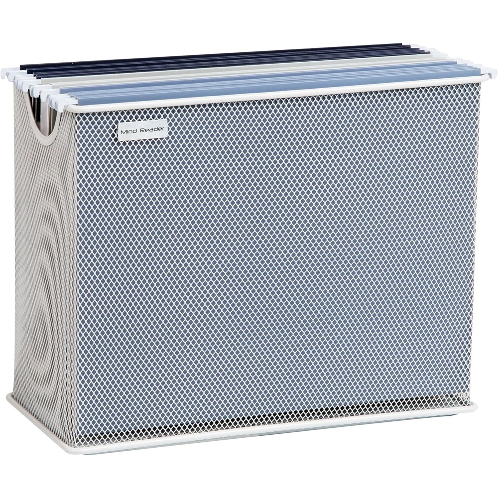 image:imageMind Reader Vertical File Storage Desktop Organizer Hanging Files Office Metal Mesh 1225L x 55W x 10H White