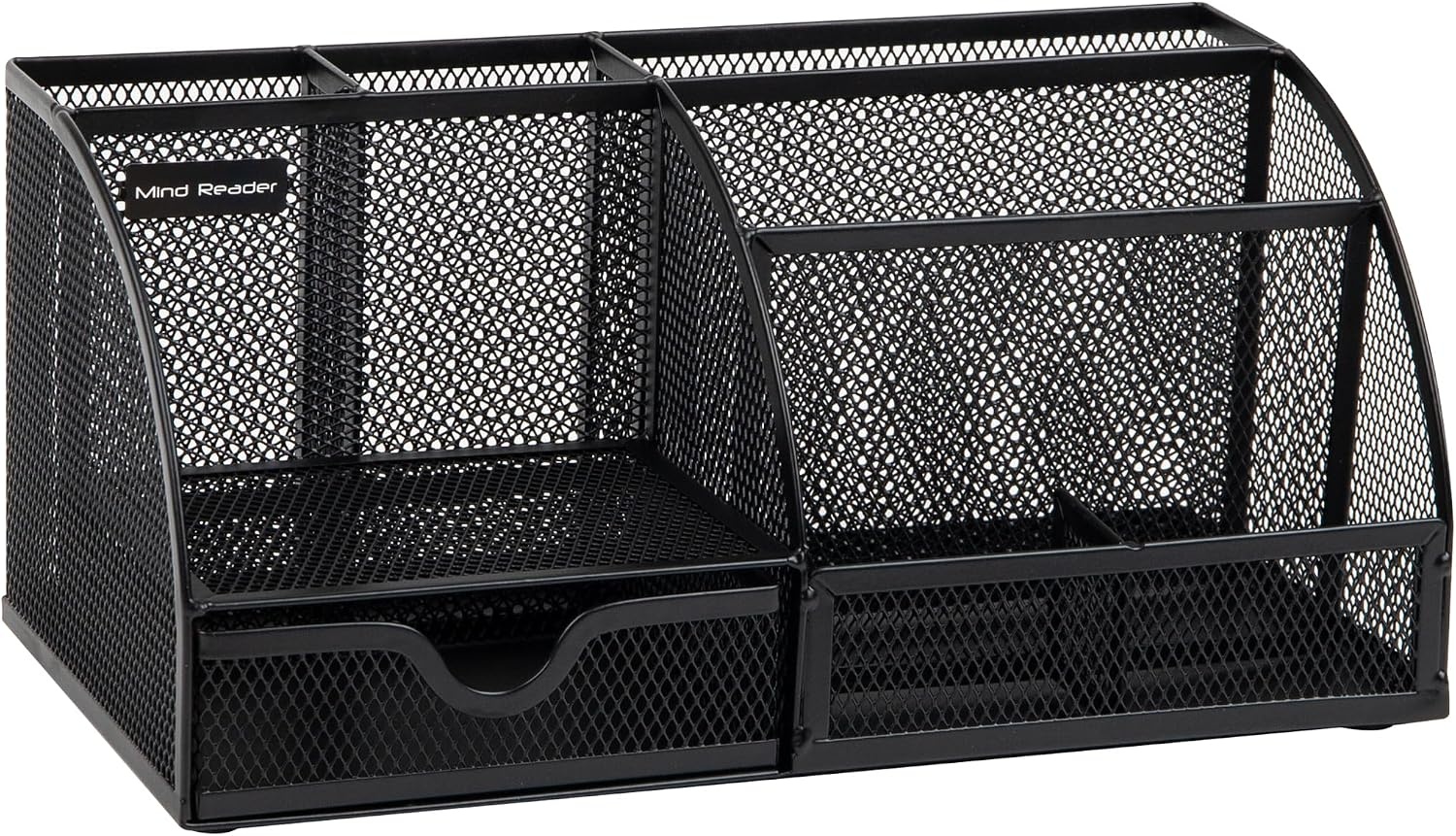 image:imageMind Reader 7Compartment Plastic Desktop Organizer with Drawer BlackBlack Metal