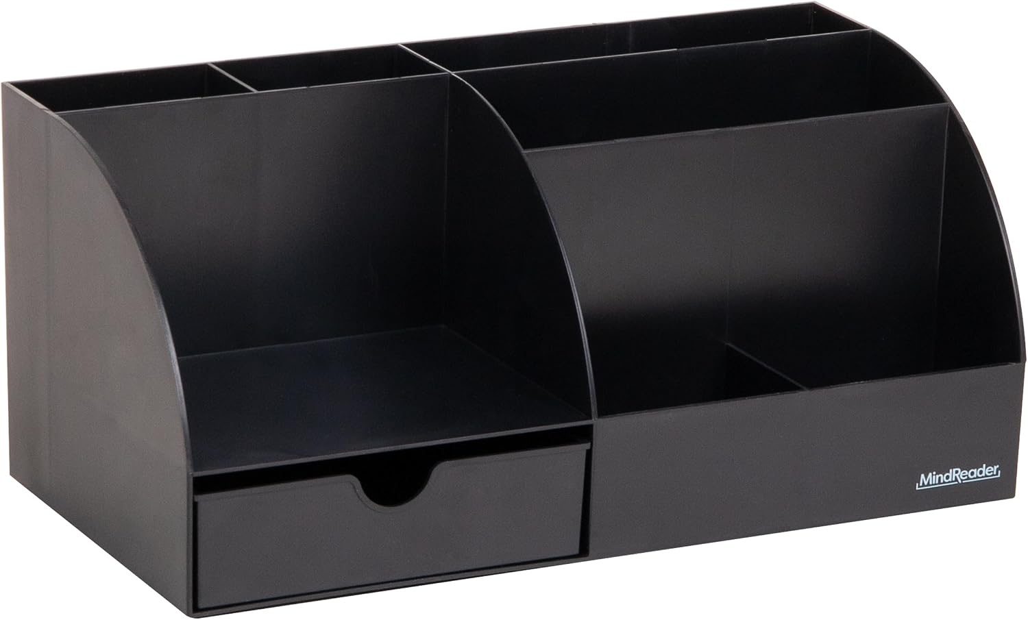 image:imageMind Reader 7Compartment Plastic Desktop Organizer with Drawer BlackBlack Plastic
