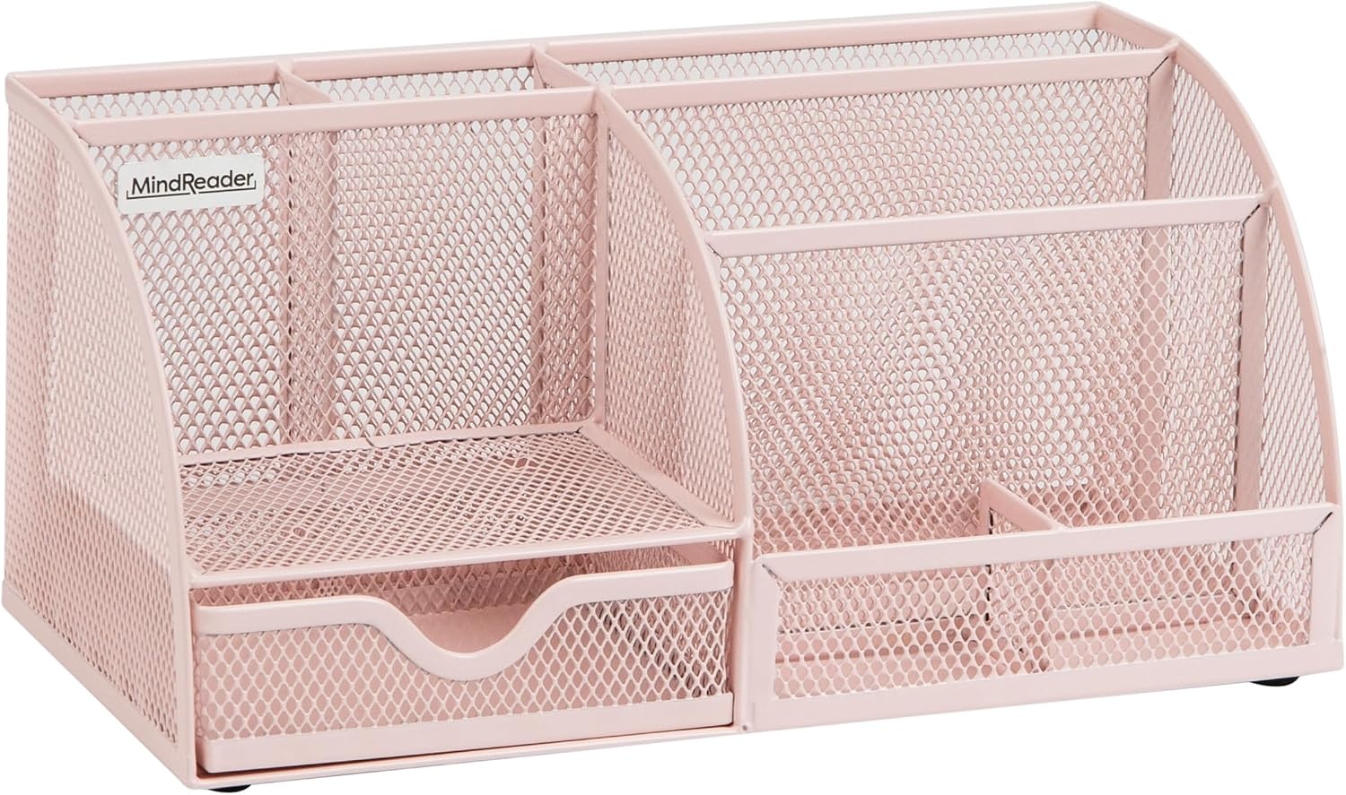 image:imageMind Reader 7Compartment Plastic Desktop Organizer with Drawer BlackPink Metal