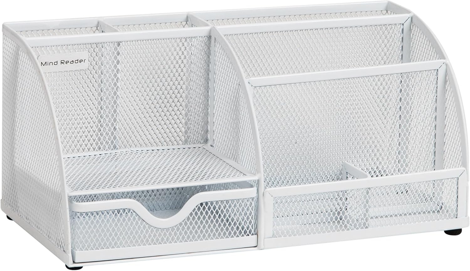 image:imageMind Reader 7Compartment Plastic Desktop Organizer with Drawer BlackWhite Metal