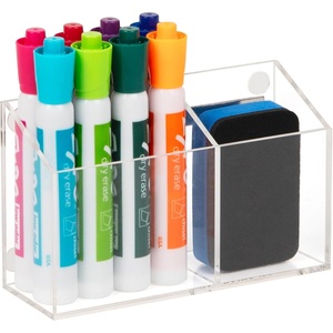 Mind Reader Magnetic Dry Erase Marker Holder(Clear Dry Erase Marker and Eraser Holder)